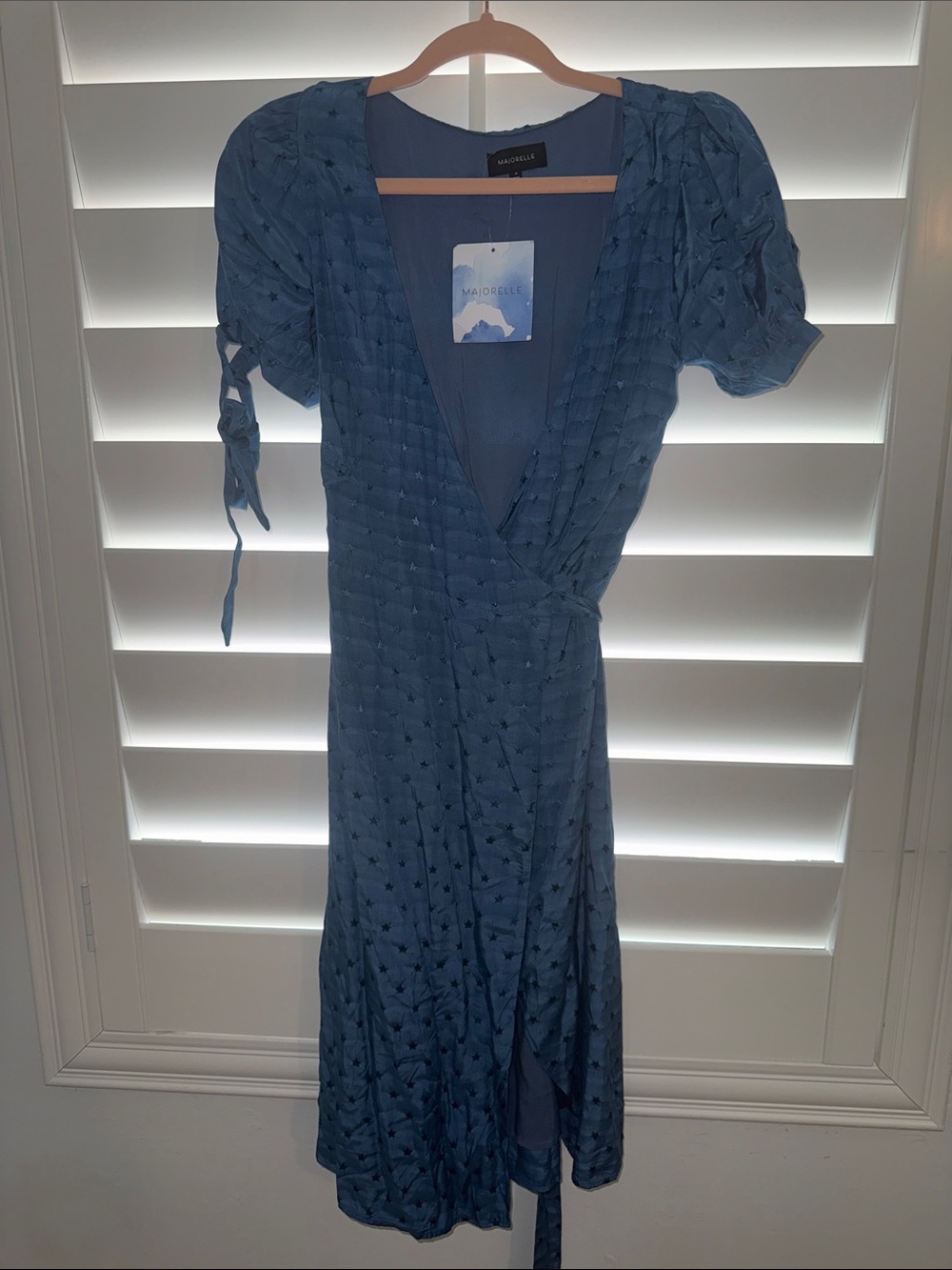 MAJORELLE Dusty Blue Wrap Midi Dress
